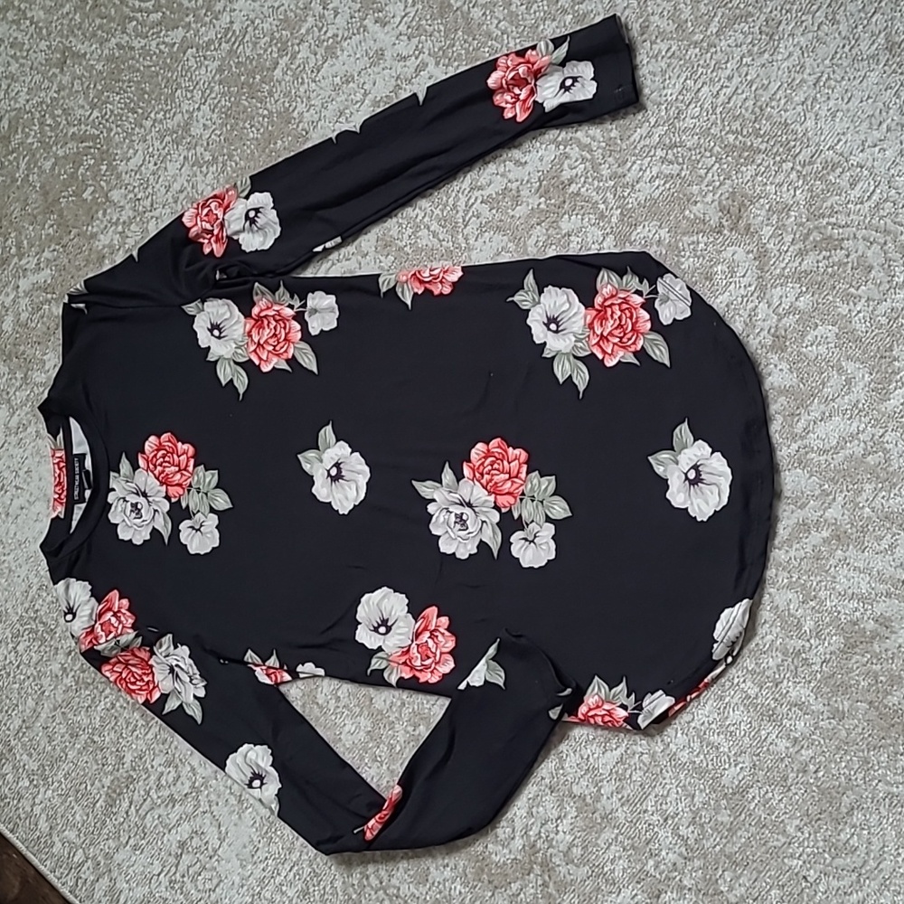 Black Floral Tunic Streetwear Society Sz M